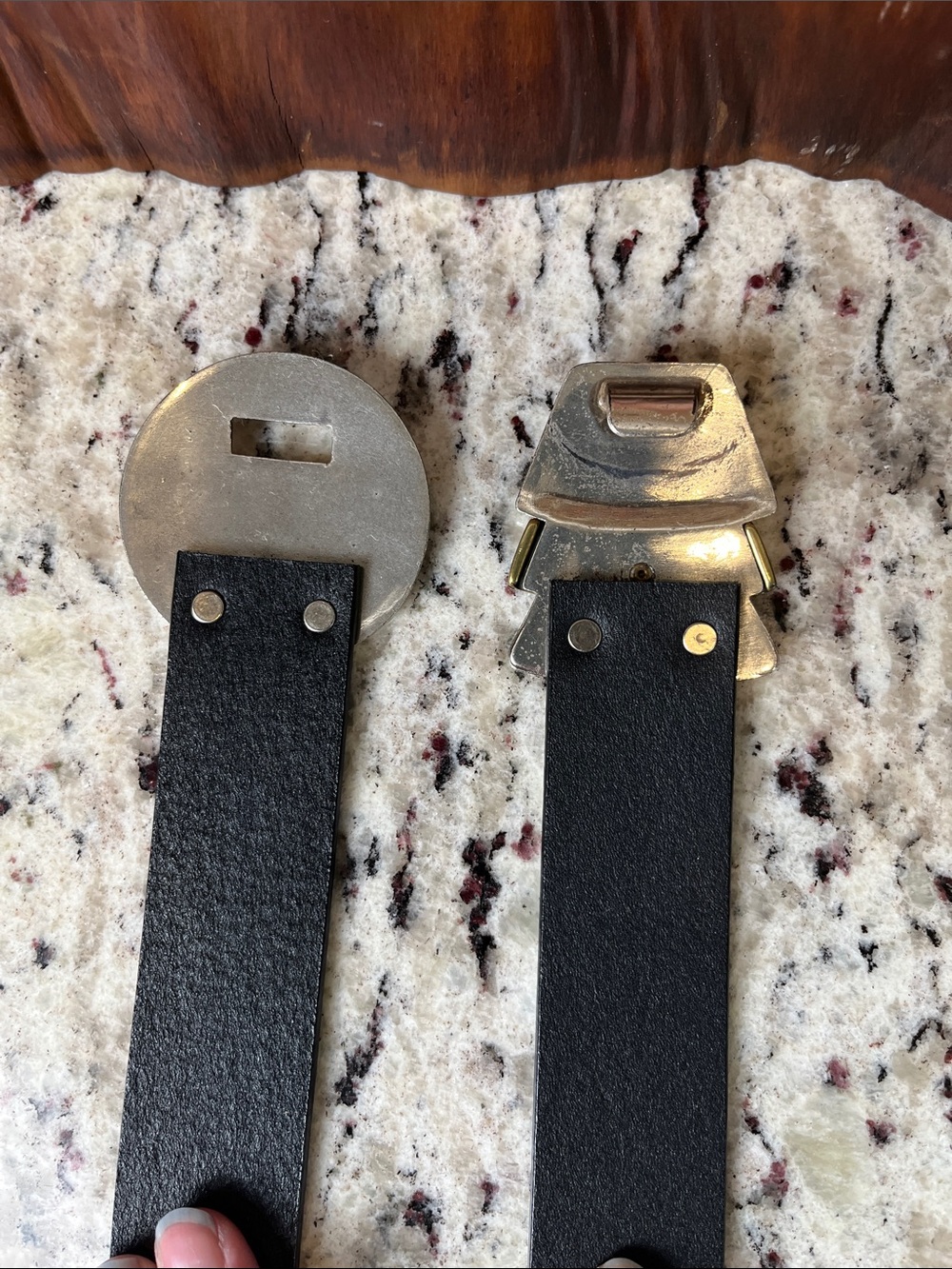 Chico's Black Leather Belt with Hammered Silver-Tone Buckle - Picture 6 of 7